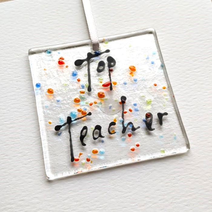 TOP TEACHER GLASS DECORATION CARD DETAIL