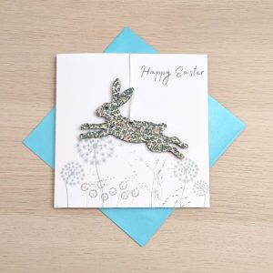EASTER CARD WITH LEAPING HARE DECORATION