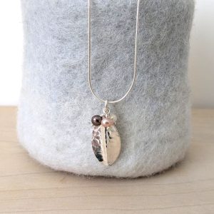 SILVER LEAF AND FRESHWATER PEARL PENDANT
