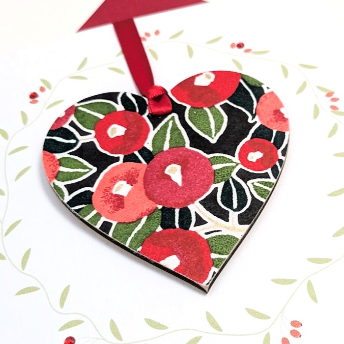 JAPANESE CHIYOGAMI PAPER WOODEN HEART KEEPSAKE CARD